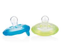 Nûby - 2 Natural Flex™ Dummies Cherry Shape - Green & Aqua - 6-36 Months