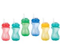 Nuby 2-Pack No-Spill Cup with Flex Straw, 10 Ounce, Colors May Vary