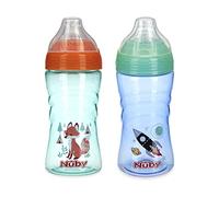 Nuby 2 Pack No Spill Printed Thirsty Kids No-Spill Sip-it Sport Cup with Soft Spout and Lid - 12oz, 12+ Months, 2 Pack, Print May Vary