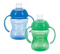 Nuby 2-Pack No-Spill Super Spout Plastic Grip N' Sip Cup, Red and Blue