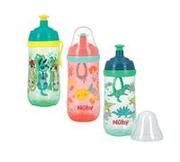Nuby 2-Stage Busy Sipper Cup with No-Spill Silicone Spout and Free-Flow Pop-Up 12 Ounce Assorted( Colors/Designs May Vary) 6m+ 12 OZ