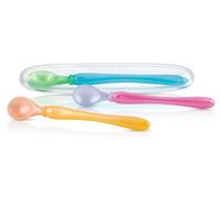 Nuby 3-Pack Easy Go Spoons and Travel Case, Colors May Vary, 9 Months Plus