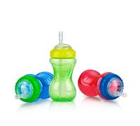 Nuby 3 Piece Boy No-Spill Cup with Flex Straw, 10