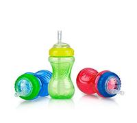 Nuby 3 Piece Boy No-Spill Cup with Flex Straw, 10 Ounce