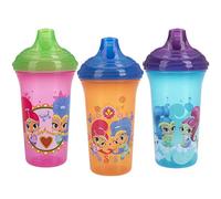 Nuby 3 Piece No Spill Easy Sippy Cups with Vari-Flo Valve Hard Spout, Nickelodeon Shimmer & Shine, 9 Oz