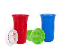 Nuby 3-Piece No-Spill Smart Edge 360 Cup with Touch Flo Easy Clean Silicone Rim, 10 Oz, Boy (Colors May Vary)