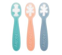 Nuby 3-Stage Baby's First Spoons Set - 3 Pack - 6+ Months - Baby Spoons with Easy Grip Handle - Pastels