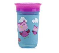 Nuby 360 Degree Easy Sip 3D Grip Wonder Cup with Printed Silicone Sleeve, 10 Oz, Owl