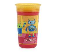 Nuby 360 Degree Easy Sip 3D Grip Wonder Cup with Printed Silicone Sleeve, 10 Oz, Robot