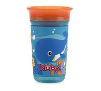 Nuby 360 Degree Easy Sip 3D Grip Wonder Cup with Printed Silicone Sleeve, 10 Oz, Whale