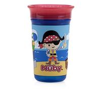 Nuby 360 Degree Easy Sip 3D Grip Wonder Cup with Printed Silicone Sleeve, Pirate, 10 Oz