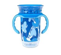 Nuby 360 Edge 2 Stage Drinking Rim Cup with Removable Handles & hygienic Cover: 10 Oz/ 300 Ml, 12M+, Camo, Blue