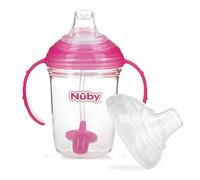 Nuby 360 Grip N' Sip 8oz Tritan Cup, Weighted Straw with Hygienic Cover, Pink