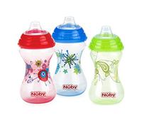 Nuby 3pk No Spill Pinpoint Soft Spout Clik-It, Boy, 10 Oz