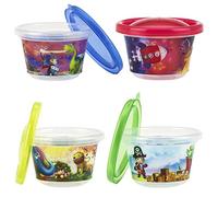 Nuby 4-Pack Stackable Printed Wash or Toss Snack Cups, 4 Ounce, Styles May Vary