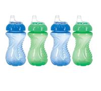 Nuby 4 Piece No Spill Easy Grip Trainer Cup 10 oz (Blue & Green), N0891