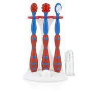 Nuby 4 Stage Oral Care Set System, Red/Blue