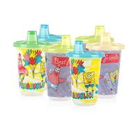 Nuby 6 Pack Polypropylene Wash or Toss Reusable Cups & Lids with Spout, Nickelodeon Spongebob Squarepants, 10 oz.