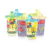 Nuby 6 Pack Polypropylene Wash or Toss Reusable Cups & Lids with Spout Nickelodeon SpongeBob SquarePants 10 oz.