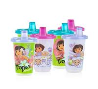 Nuby 6 Pack Wash or Toss Reusable Cups & Lids with Spout, Nickelodeon Dora The Explorer, 10 Oz (80597CS24)