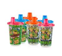 Nuby 6 Pack Wash or Toss Reusable Cups & Lids with Spout, Nickelodeon Teenage Mutant Ninja Turtles, 10 Oz