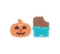 Nuby All Silicone Pumpkin & Chocolate Bar Teether - 2 Pack 3+ Months