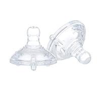 Nuby Anti-Colic Bottle Teats, Breast-Like Silicone, 2-Pack, Medium Flow | Easy Latch Breast-Like Teats in Soft Flex Silicone with Anti-Colic Valves for Comfortable Natural Bottle Feeding
