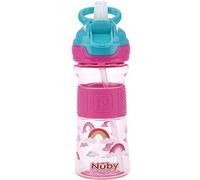 Nuby Baby Feeding Push Button Flip-it Soft Spout on The Go Cup Pink Rainbow New 80259
