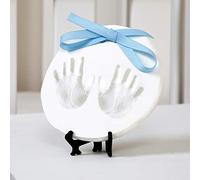 Nuby Baby Keepsake Ornament Hand & Footprint Clay Casting Kit with Easel Plus Blue & Pink Ribbons for Newborn Girls & Boys