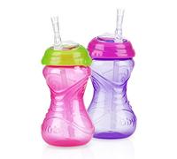 Nûby Clik-It No Spill Flexstraw Cup (2 Pack, Girl Colours)