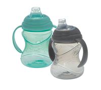 Nuby Clik-It No-Spill Soft Spout Training Sippy Cup with Handles - (2-Pack) 10 Oz - 4+ Months - Neutral