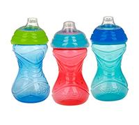 Nuby Clik-It Soft Spout No-Spill Easy Grip Sippy Cup for Boys - 3 Count (Pack of 1) 10 Oz - 6+ Months