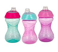 Nuby Clik-It Soft Spout No-Spill Easy Grip Sippy Cup for Girls - (3-Pack) 10 Oz - 6+ Months