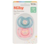 Nuby Day Dummies Orthodontic Teat 18-36 Months 2 Pack Pale Mint/Pink
