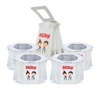 Nuby Disposable Travel Potty with Liner - Foldable and Portable Potty; Toddler Potty Essential for Camp, Trips, & Car Rides - Travel Potty for Toddler, 4 Pack