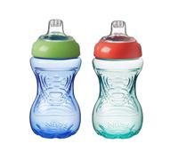 Nuby Easy Grip | 2 Pack | Children's Spout Cup | Spill Proof | Easy Grip | BPA Free | Blue & Green