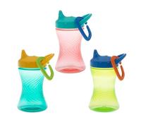 Nuby - Easy Grip No Spill Hard Tumbler, 3 Pack, 10 oz, Leak-Resistant Design for Active Kids BPA Free, 6+ Months, Green/Red/Blue