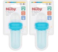 Nuby EZ Squeeze Weaning Self Feeder Baby Spoon, Blue (Pack of 2)