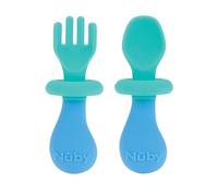 Nuby First Fork Spoon with Safety Guard, 2 pc, Boy
