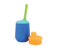 Nuby First Training Cup Set - Silicone Tumbler with Spout and Straw Combo - 4 oz - 6+ Months - Blue