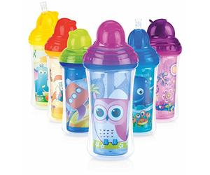 Nûby Flip It Polypropylene Beaker with Hygienic Closure/Anti-Drip Straw 300ml 12+ Months - Random Colour