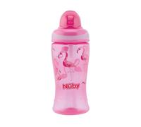 Nûby Flip-It Straw Cup for Children, Drinking Bottle with Straw for Toddlers, BPA-Free, Pink, 360 ml, 12+ Months