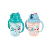 Nuby Flip N Sip Water Bottle - No Spill Sippy Cup 240ml / 8oz Twin Handle Weighted Straw Dishwasher Safe Suitable Beaker for 6 Months Plus (Snails, Pack of 2) 048526890422
