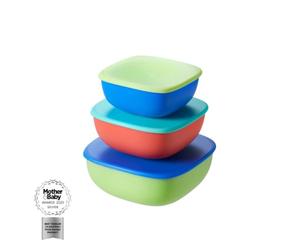 Nuby Good Square Meal Nesting Baby Food Storage Pots, 3-Pack | Durable Stackable Pots for Weaning Food Storage, Dishwasher Safe & Space Saving for Meal Prep at Home & On the Go