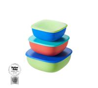Nuby Good Square Meal Nesting Storage Pots - Durable | Dishwasher Safe |