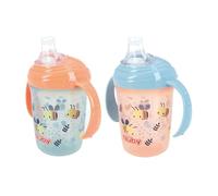 Nuby Grip n Sip Toddler Water Bottle, 2-Pack, 240ml, 4M+, Bees
