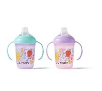 Nuby Grip n Sip Toddler Water Bottle, 2-Pack, 240ml, 4M+, Fruits | No Spill Toddler Sippy Cup, Dishwasher & Microwave Safe, Twin Handles & Soft Silicone Spout for Easy Transition