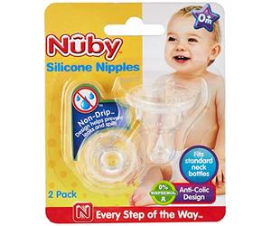 Nûby - ID00921 - Teats - Set of 2 Silicone Bottle Neck teats STD-VAR + 4 Months
