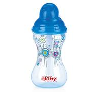 Nuby ID10241 Blue Pin Point Drinking Bottle with Clik-It Closure and Leak-Proof Silicone Drinking Straw 12 Months 300 ml Blue