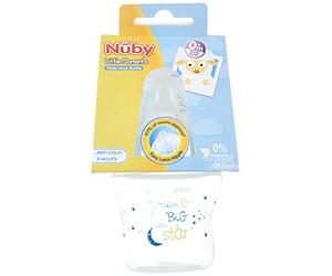 Nûby ID68059BLUE-LM Little Moments Wide Neck Bottle PP, 180 ml, Blue
